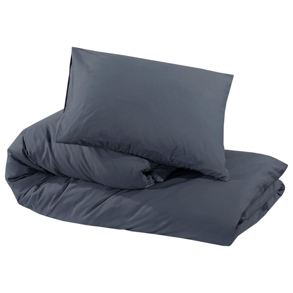 Set posteljine za poplun antracit 140 x 200 cm pamučni
