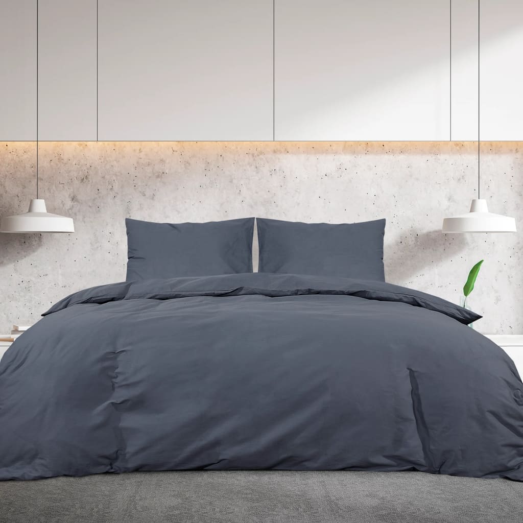 Set posteljine za poplun antracit 260x240 cm pamučni