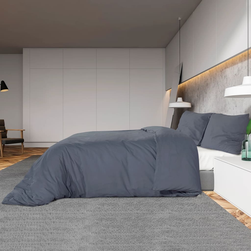 Set posteljine za poplun antracit 260x240 cm pamučni