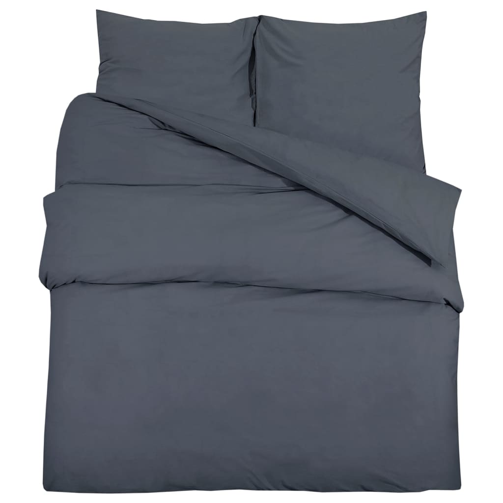 Set posteljine za poplun antracit 200x200 cm pamučni
