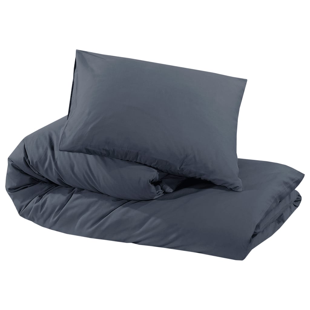 Set posteljine za poplun antracit 200 x 220 cm pamučni