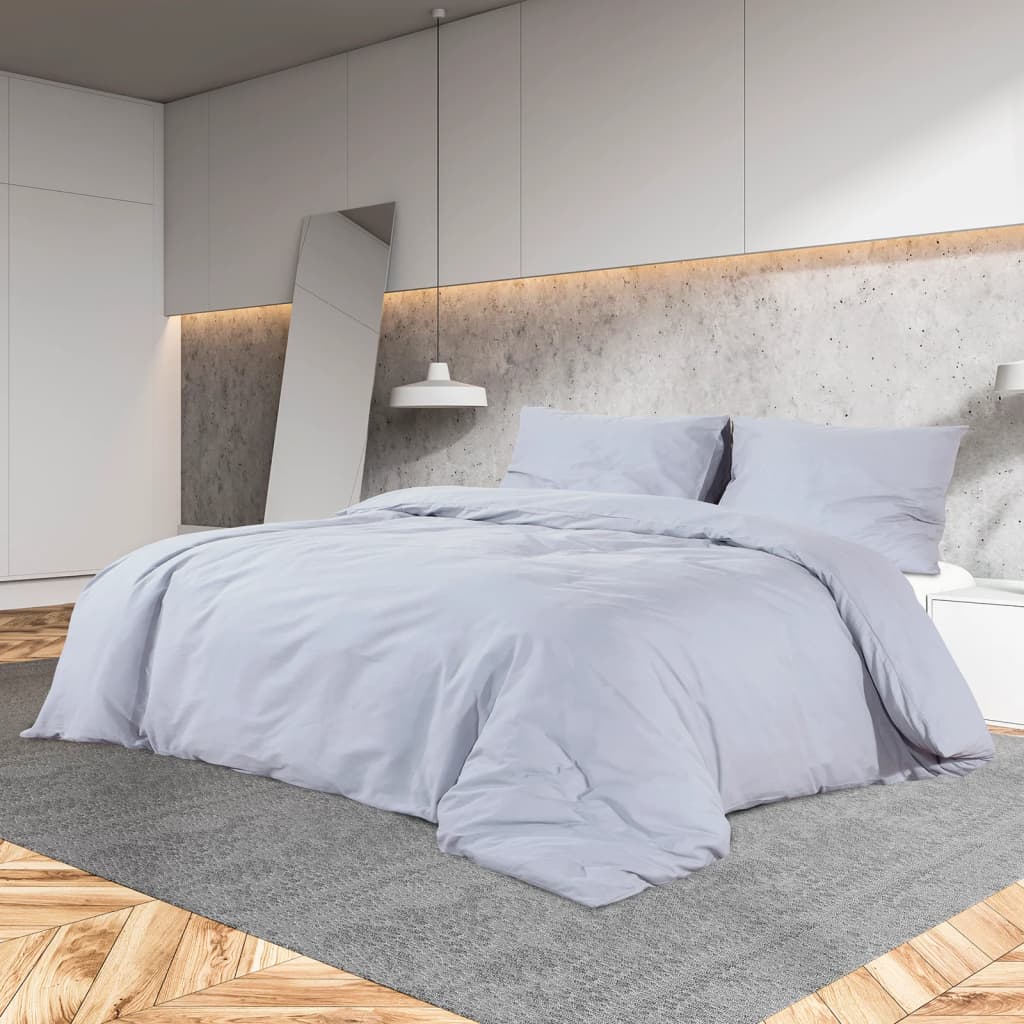 Set posteljine za poplun sivi 220 x 240 cm pamučni