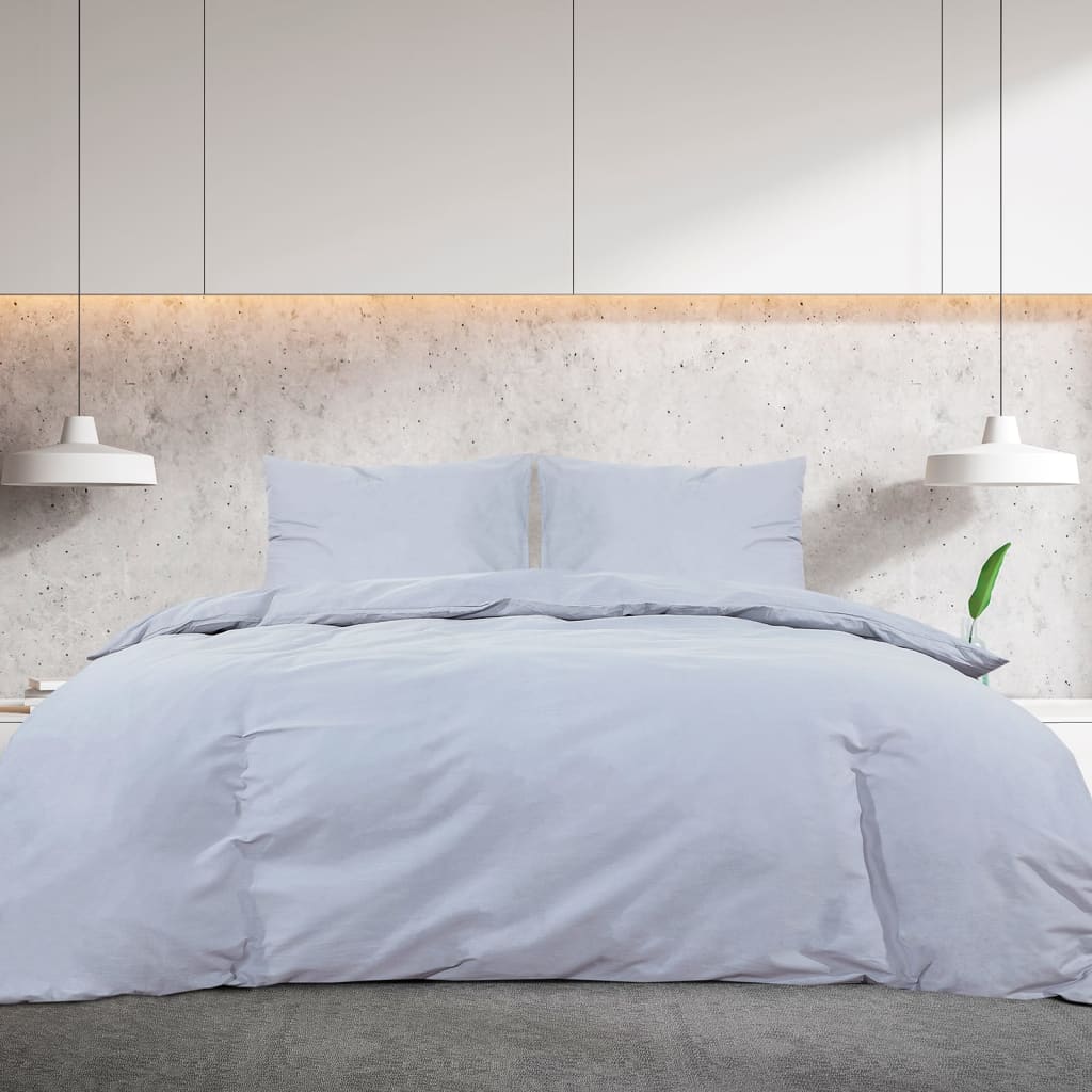 Set posteljine za poplun sivi 260 x 240 cm pamučni