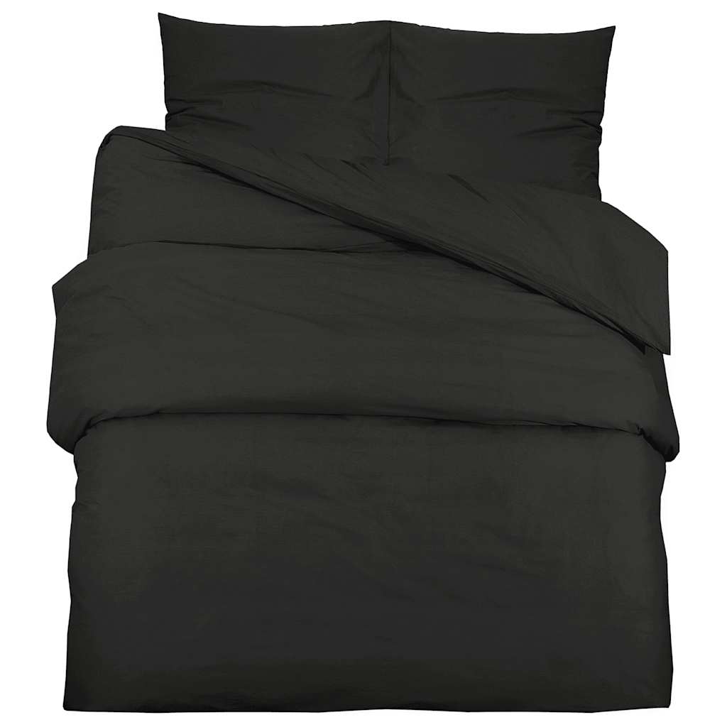 Set posteljine za poplun crni 135 x 200 cm pamučni