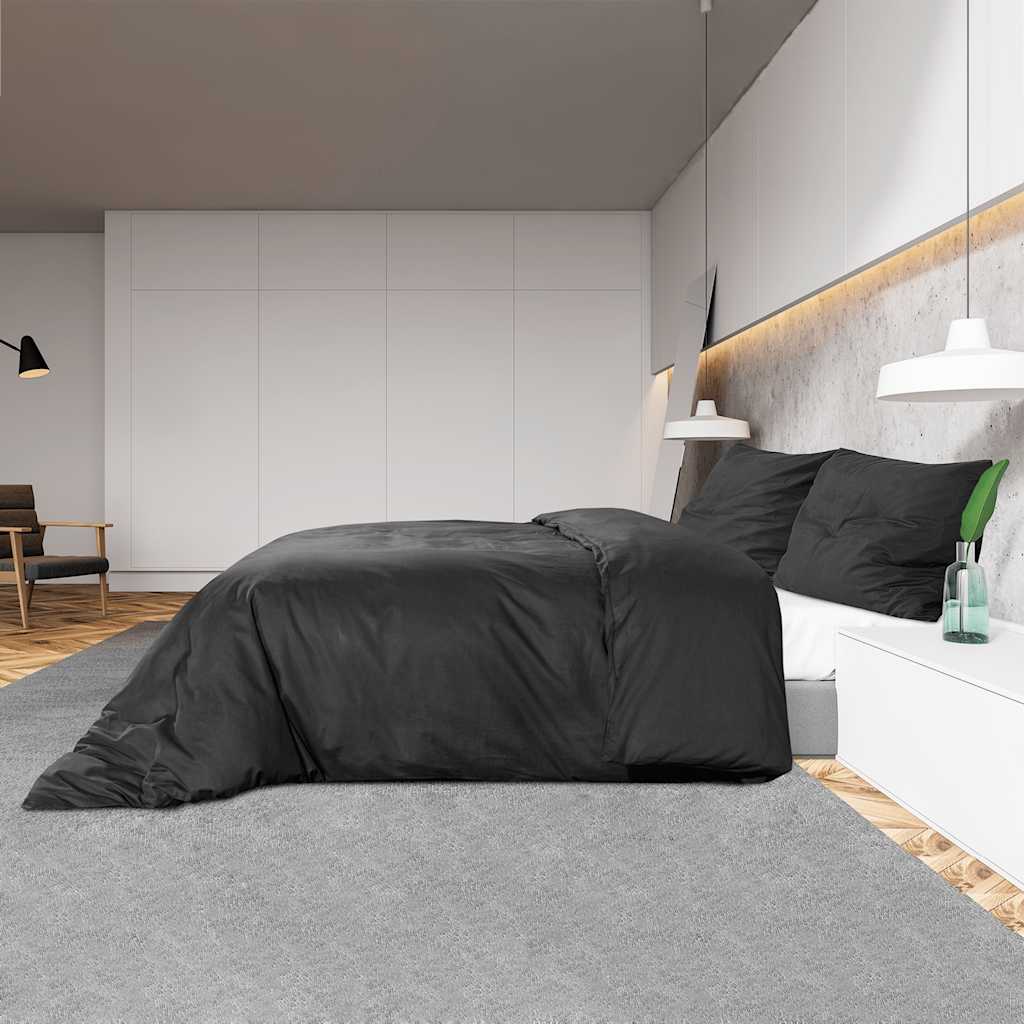 Set posteljine za poplun crni 135 x 200 cm pamučni