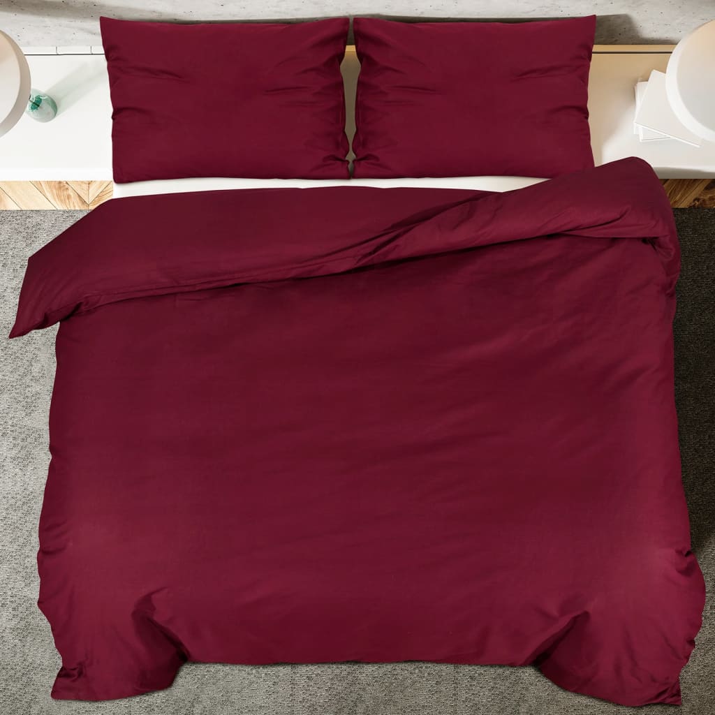 Set posteljine za poplun bordo 240 x 220 cm pamučni