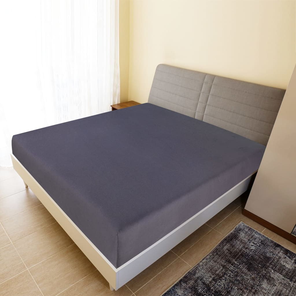Plahte s gumicom od žerseja 2 kom antracit 90 x 200 cm pamučne