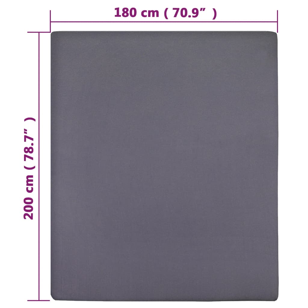 Plahta s gumicom od žerseja antracit 180x200 cm pamučna