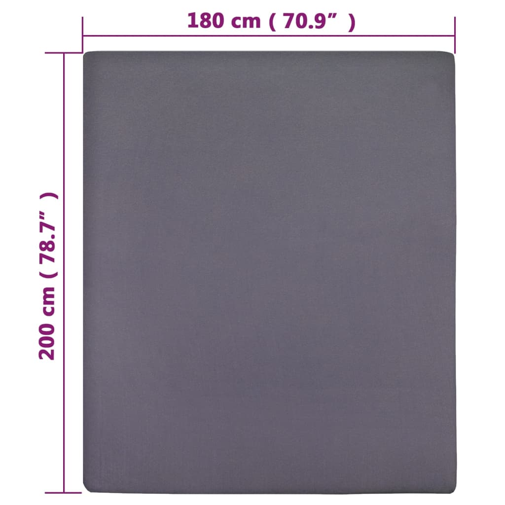 Plahte s gumicom od žerseja 2 kom antracit 180 x 200 cm pamučne