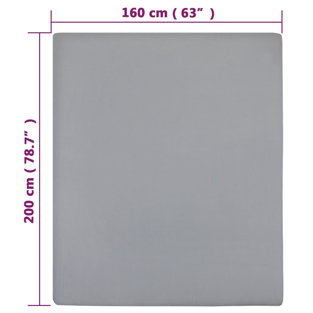 Plahta s gumicom od žerseja siva 160x200 cm pamučna