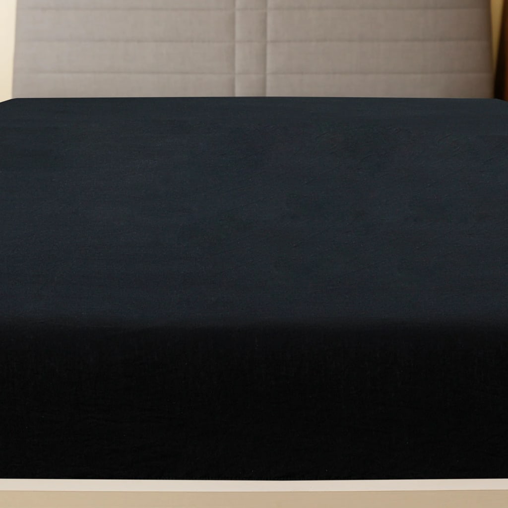 Plahta s gumicom od žerseja crna 100x200 cm pamučna