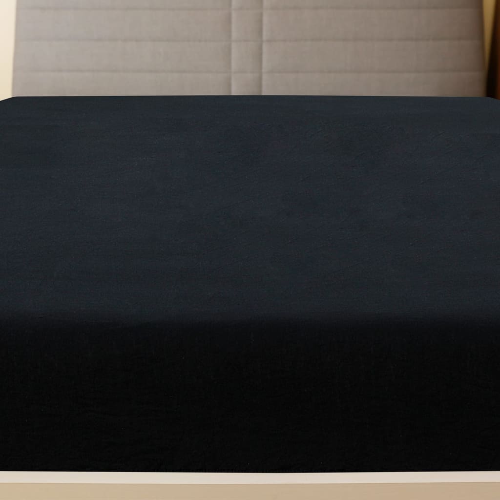 Plahta s gumicom od žerseja crna 160x200 cm pamučna