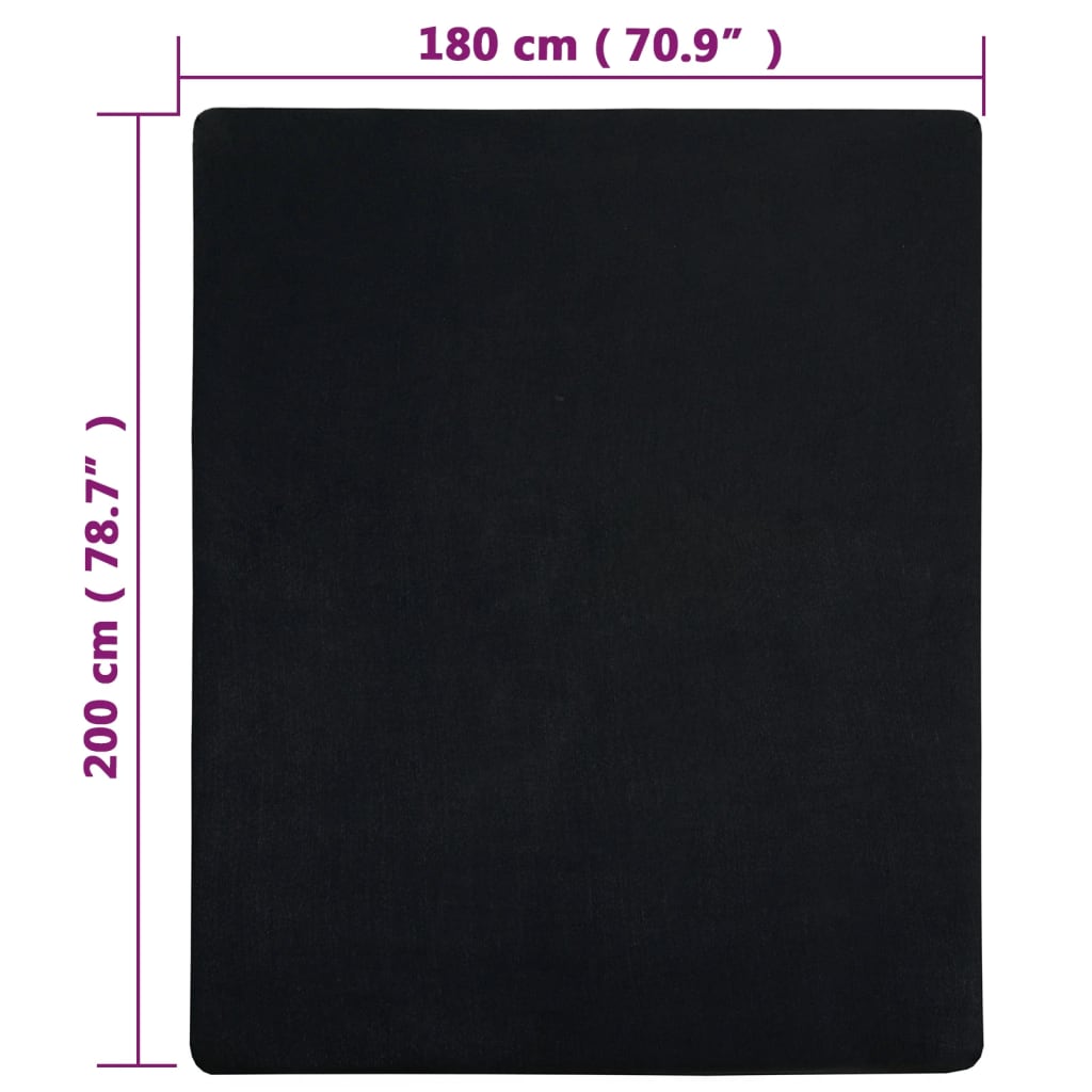 Plahta s gumicom od žerseja crna 180x200 cm pamučna
