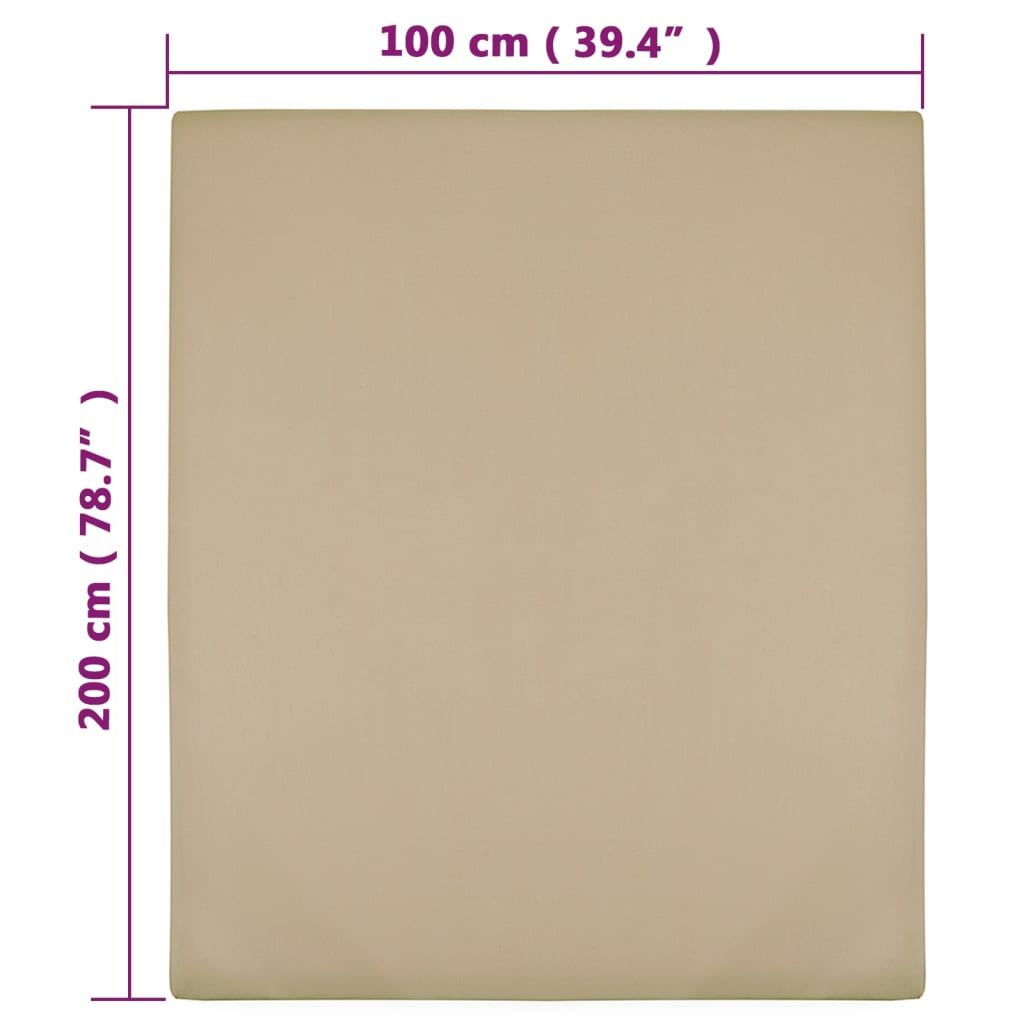 Plahta s gumicom od žerseja smeđesiva 100x200 cm pamučna