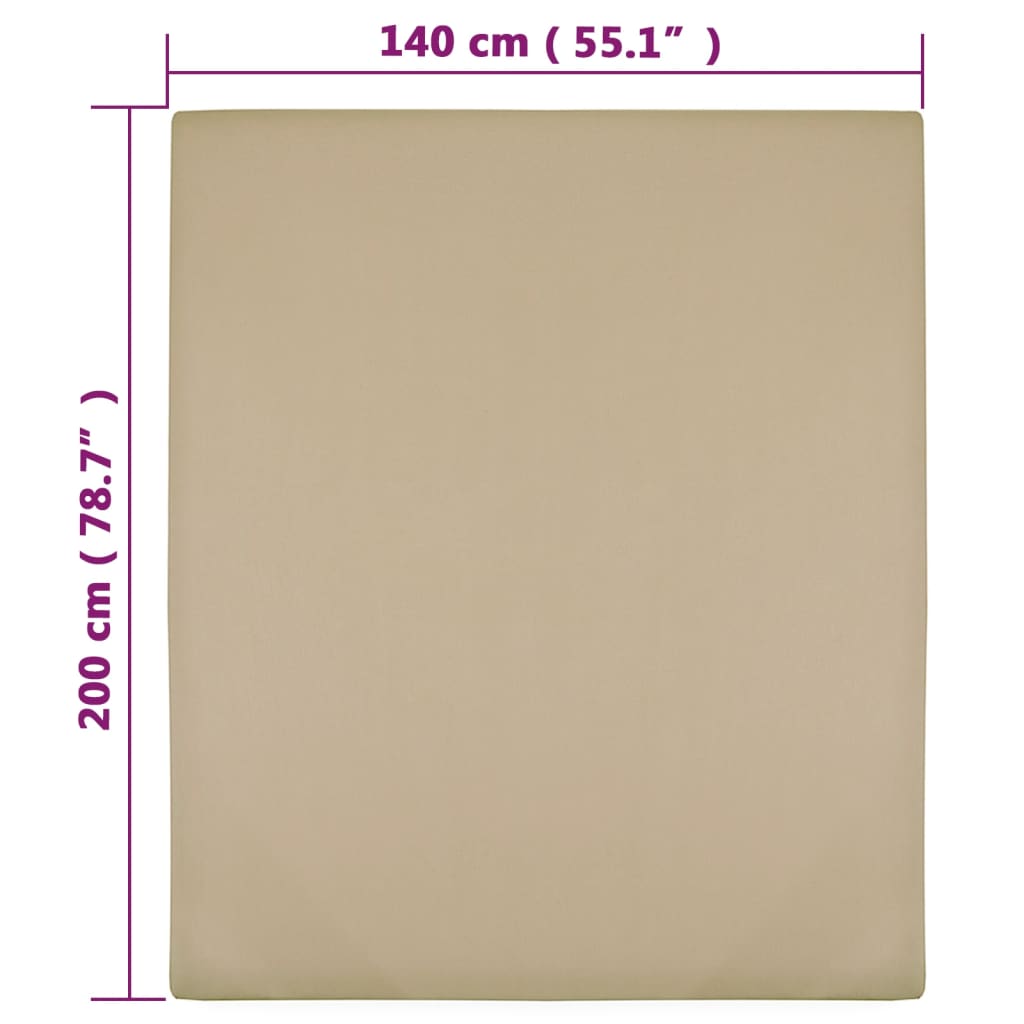 Plahte s gumicom od žerseja 2 kom smeđesive 140x200 cm pamučne