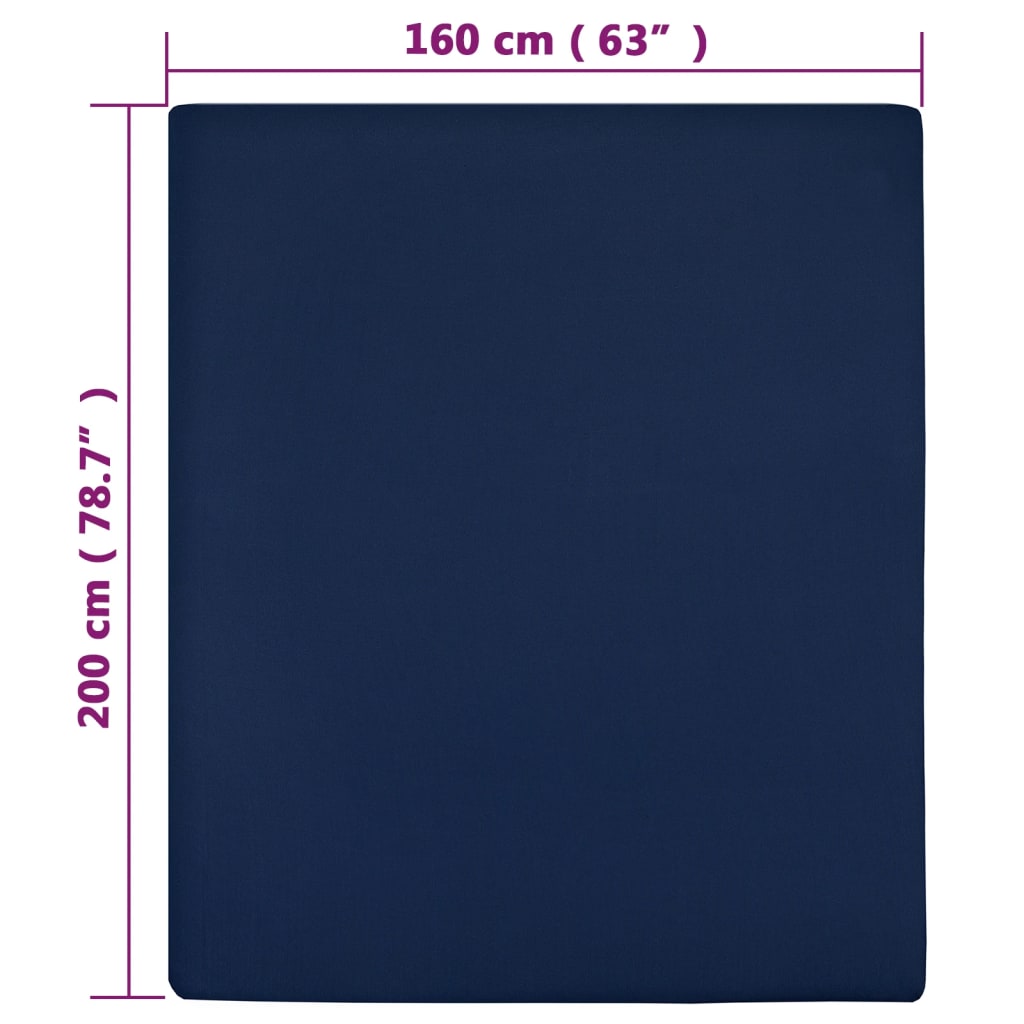 Plahte s gumicom od žerseja 2 kom modre 160x200 cm pamučne