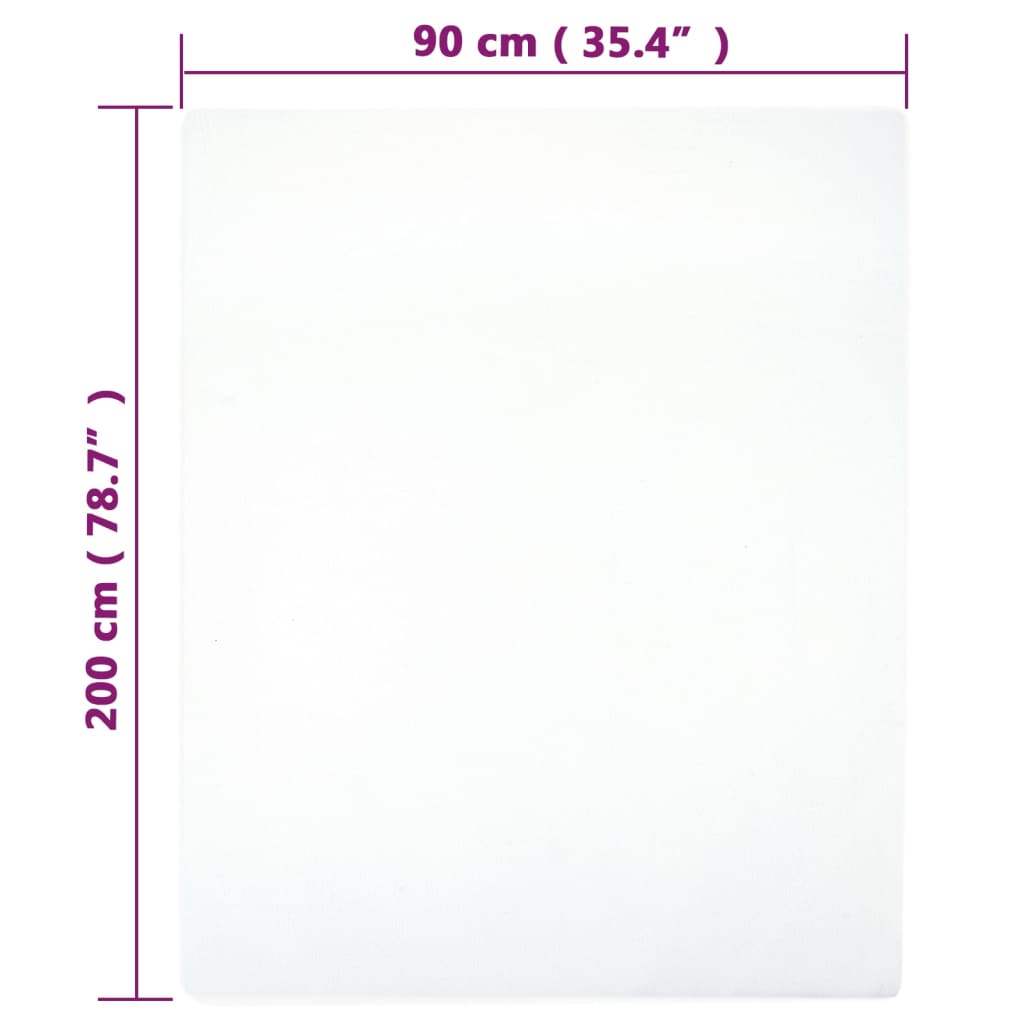 Plahte s gumicom od žerseja 2 kom bijele 90x200 cm pamučne