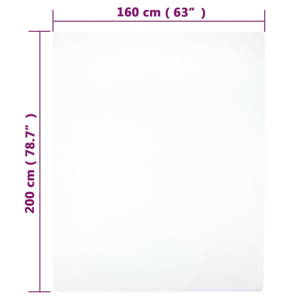 Plahte s gumicom od žerseja 2 kom bijele 160x200 cm pamučne