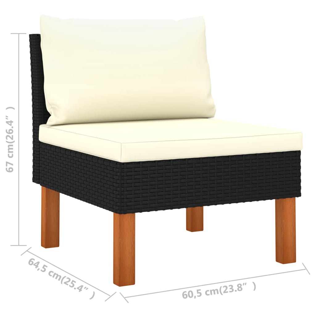 7-dijelna vrtna garnitura od poliratana i drva eukaliptusa crna