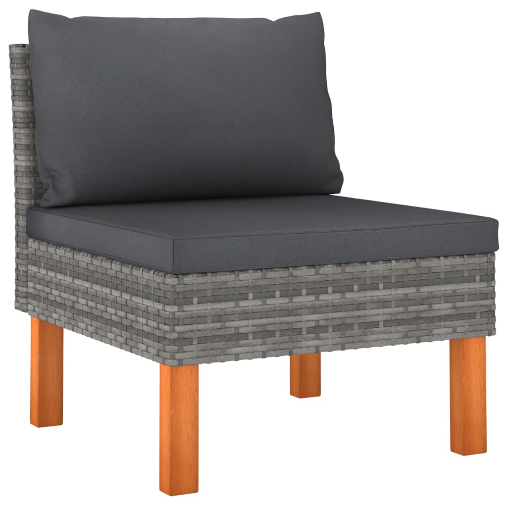 6-dijelna vrtna garnitura od poliratana i drva eukaliptusa siva