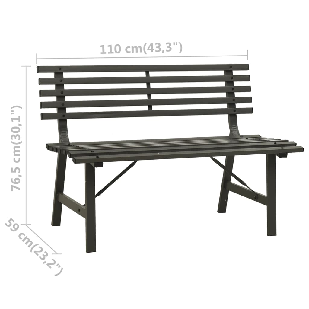Vrtna klupa 110 cm čelična crna