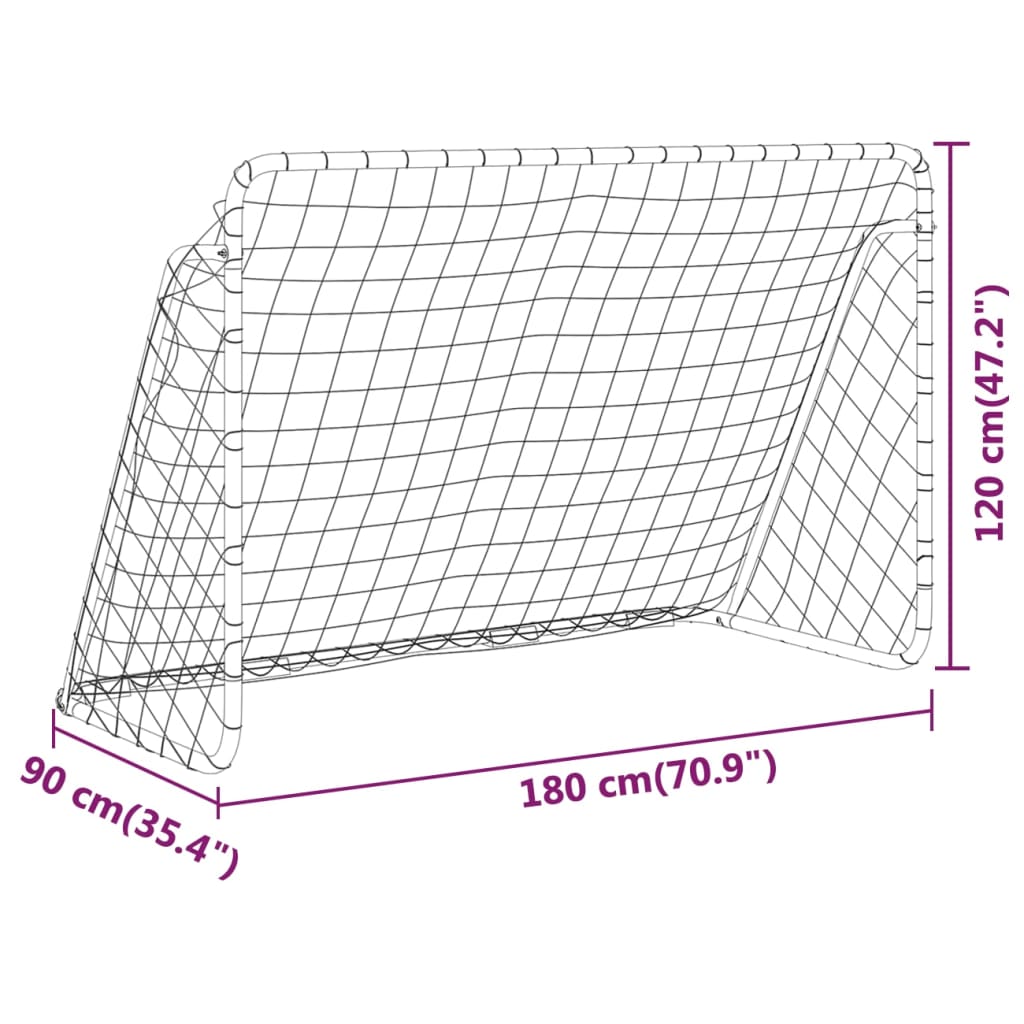 Nogometni gol s mrežom bijeli 180 x 90 x 120 cm čelčni