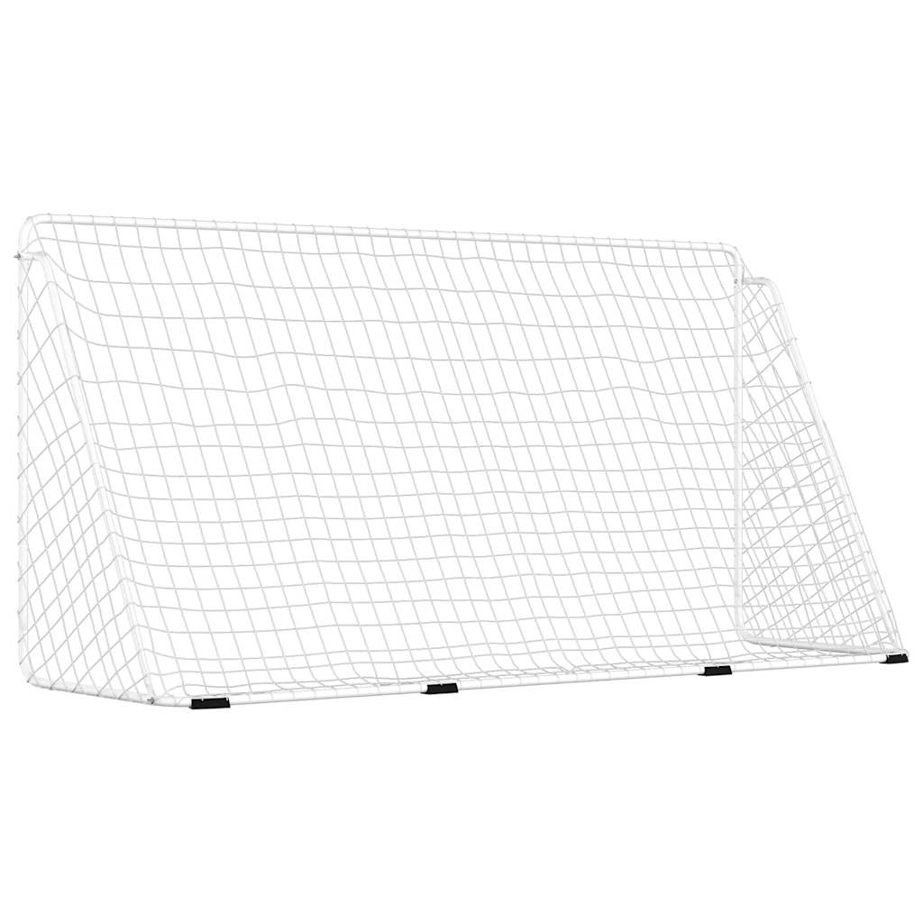Nogometni gol s mrežom bijeli 366 x 122 x 182 cm čelčni