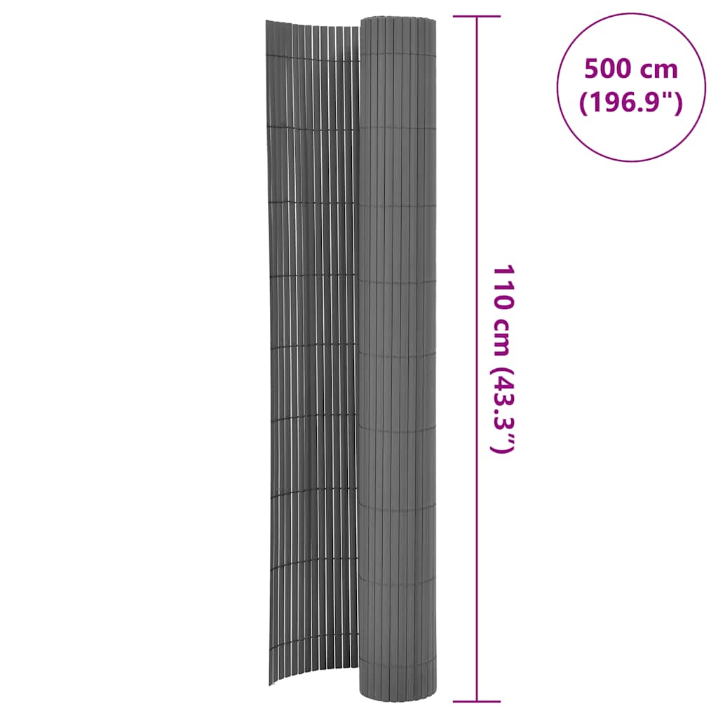 Dvostrana vrtna ograda 110 x 500 cm siva