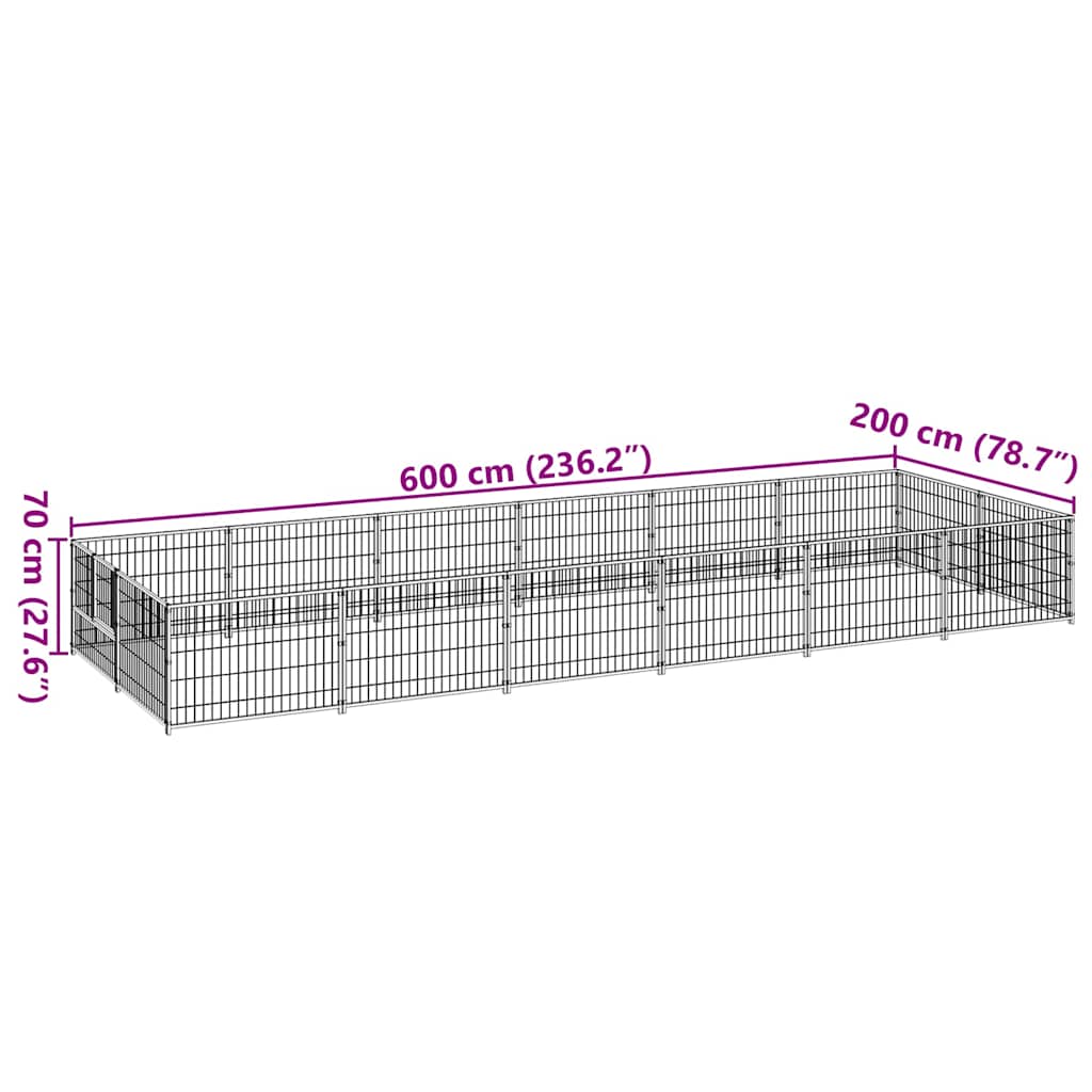 Kavez za pse crni 12 m² čelični