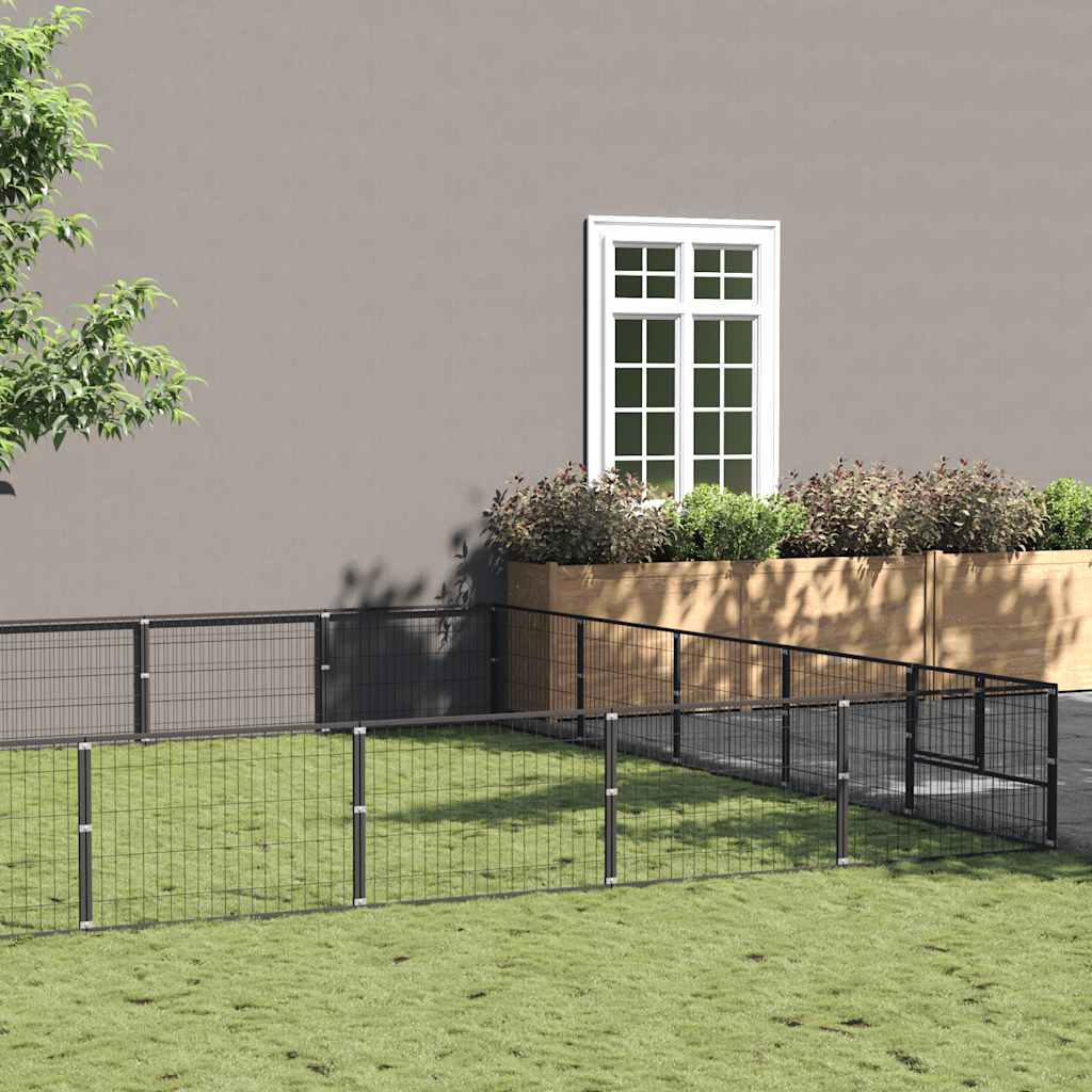 Kavez za pse crni 25 m² čelični