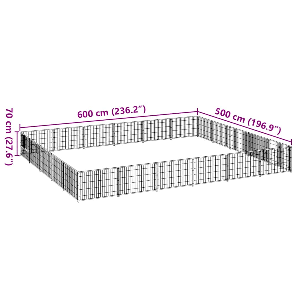 Kavez za pse crni 30 m² čelični