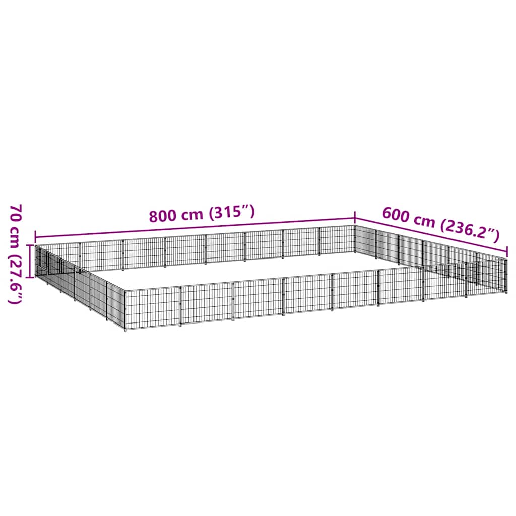 Kavez za pse crni 48 m² čelični