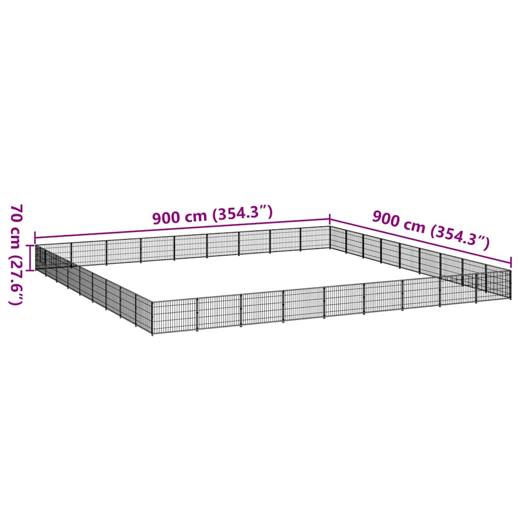 Kavez za pse crni 81 m² čelični