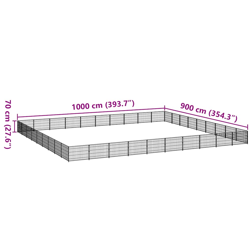 Kavez za pse crni 90 m² čelični