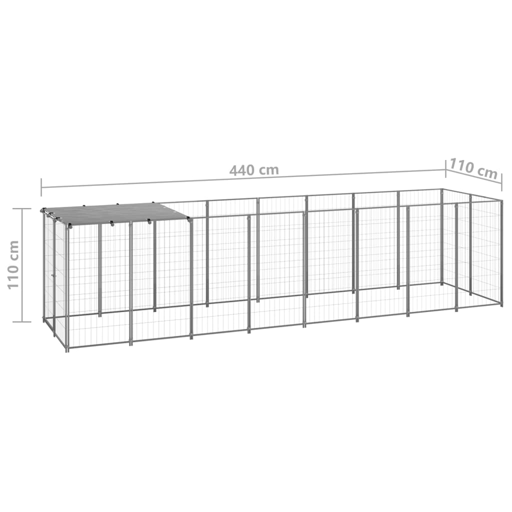 Kavez za pse srebrni 4,84 m² čelični