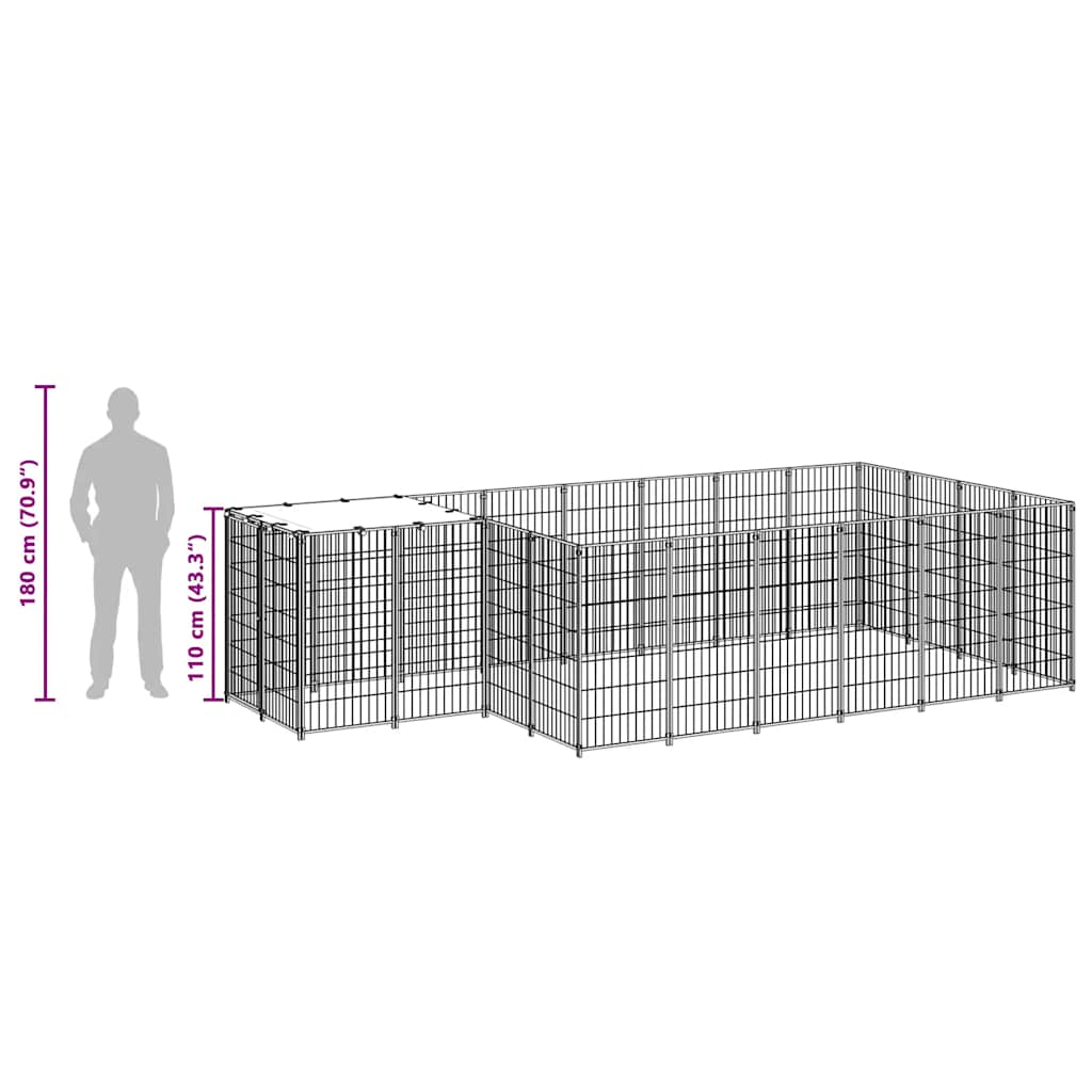 Kavez za pse crni 8,47 m² čelični