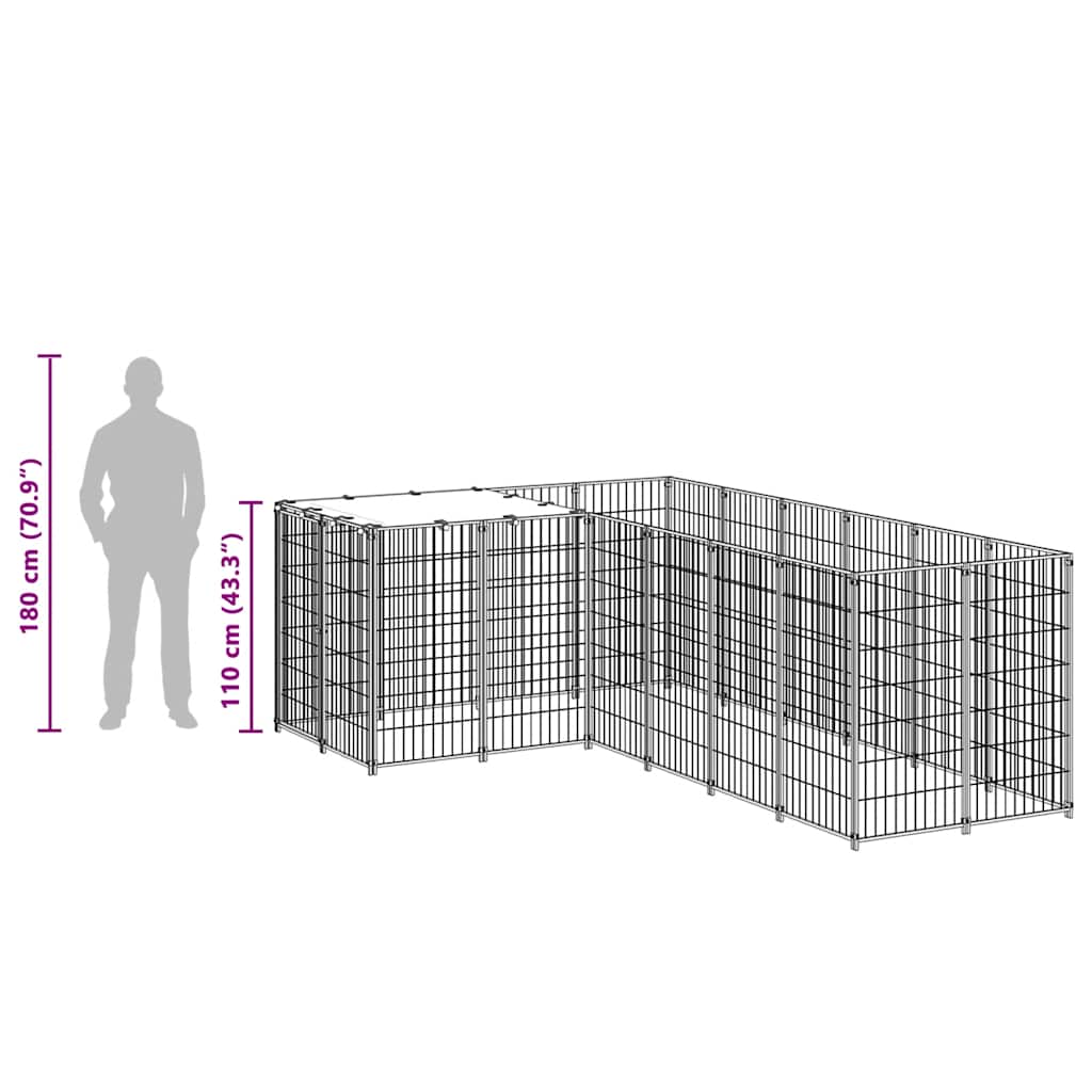 Kavez za pse crni 4,84 m² čelični