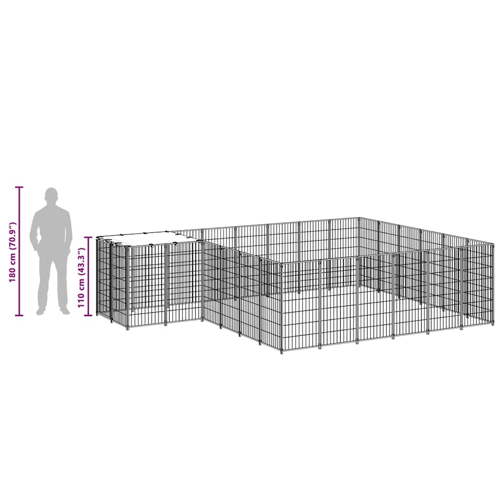 Kavez za pse crni 12,1 m² čelični