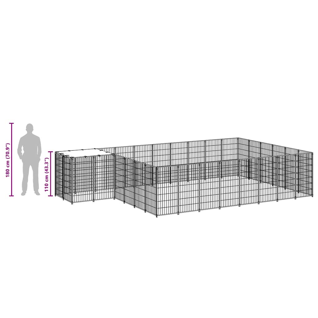 Kavez za pse crni 15,73 m² čelični