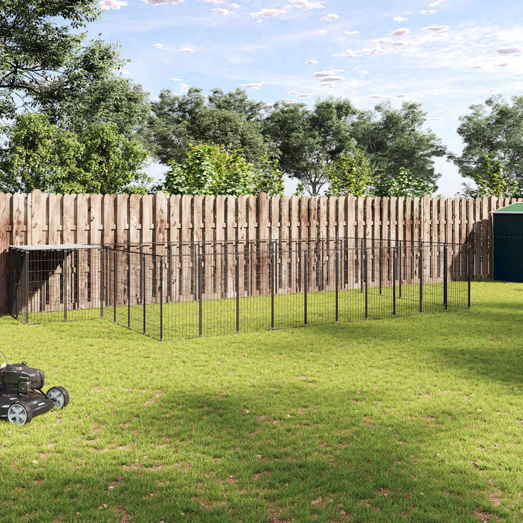 Kavez za pse crni 19,36 m² čelični