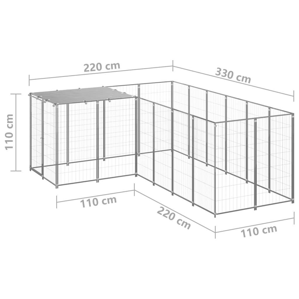 Kavez za pse srebrni 4,84 m² čelični