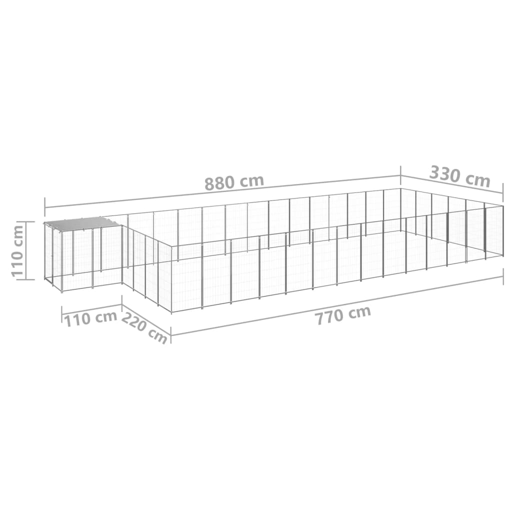 Kavez za pse srebrni 26,62 m² čelični