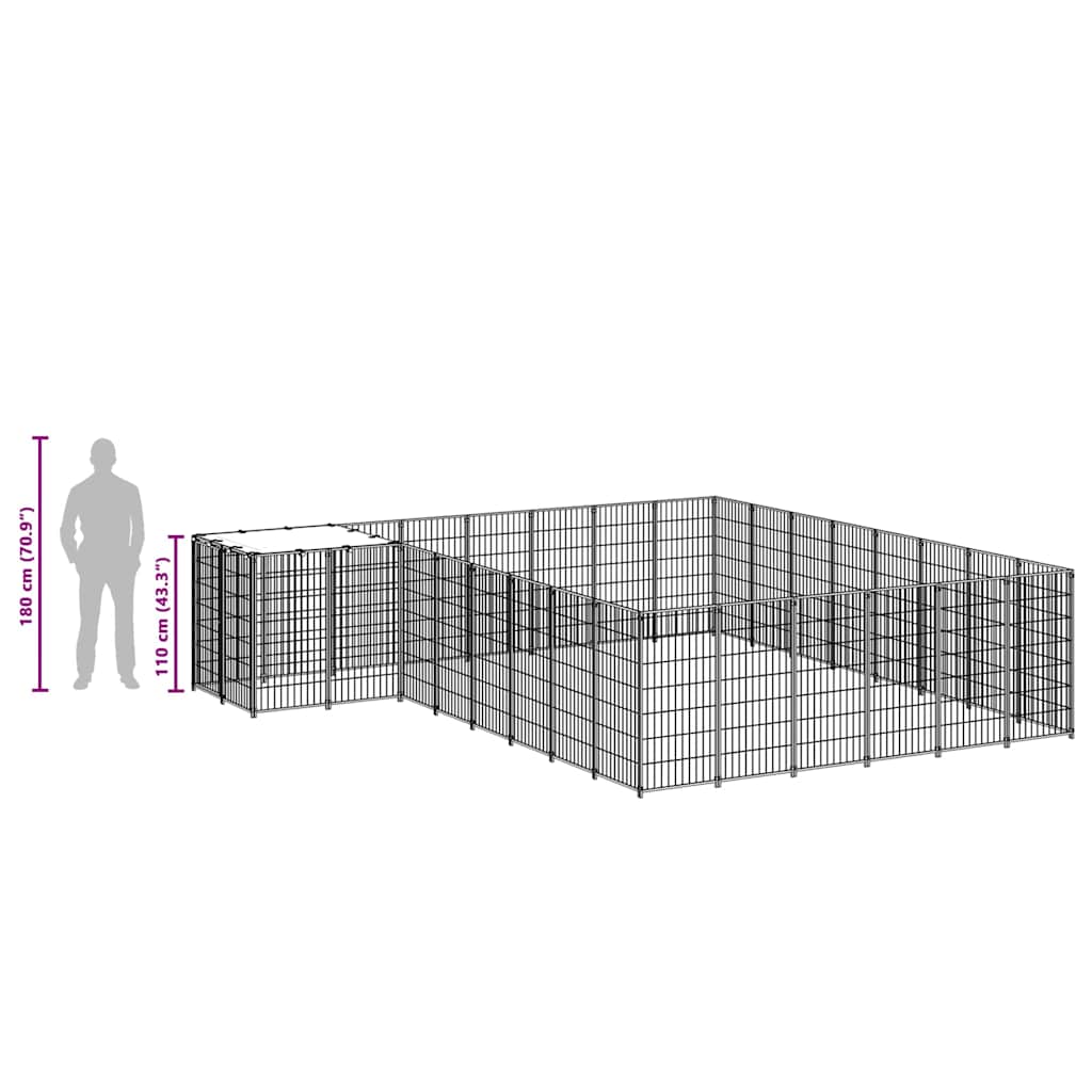 Kavez za pse srebrni 15,73 m² čelični