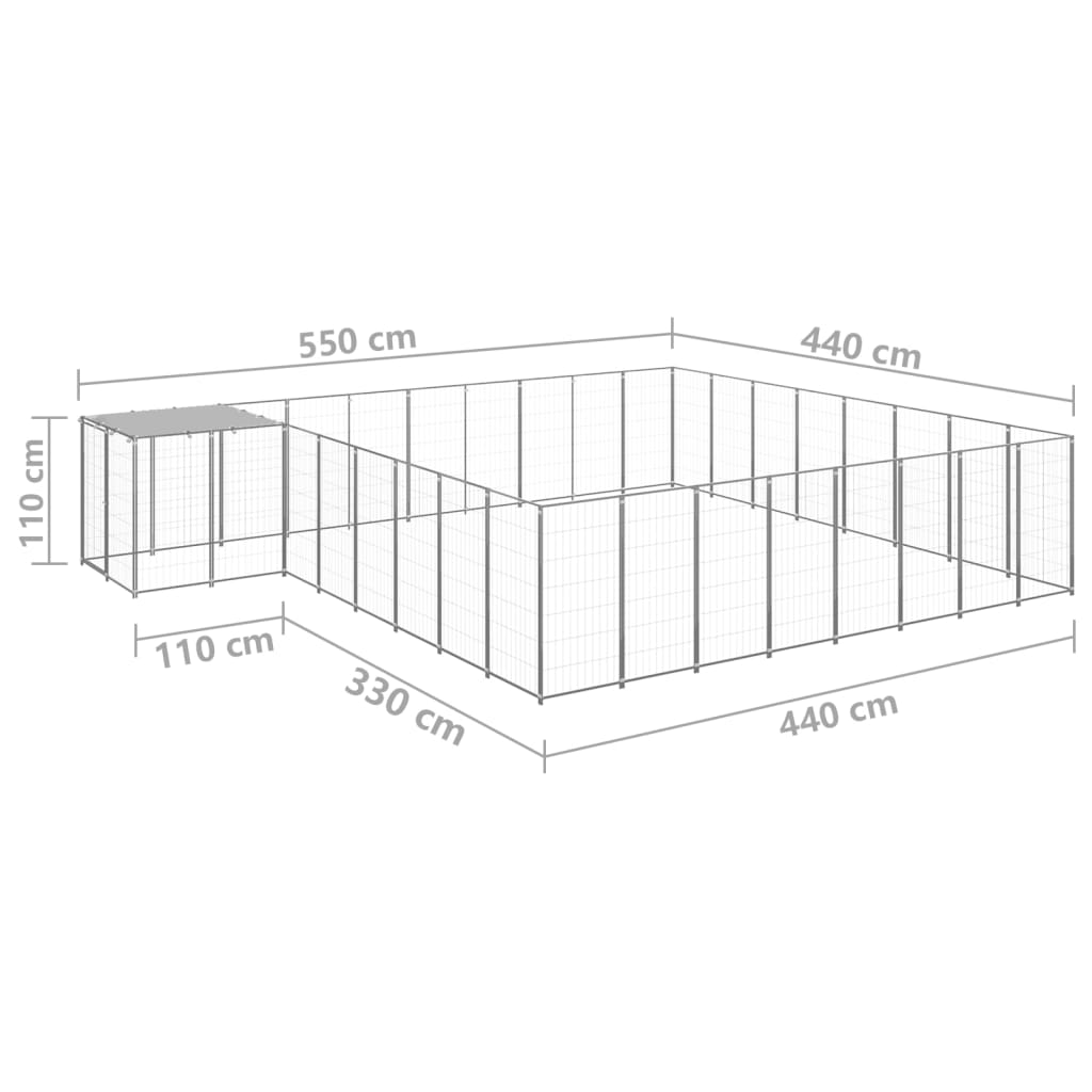 Kavez za pse srebrni 20,57 m² čelični