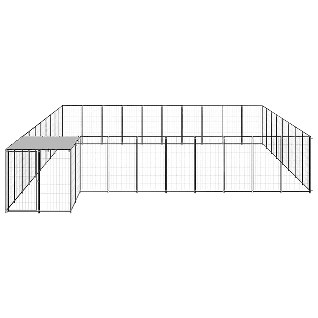 Kavez za pse crni 25,41 m² čelični