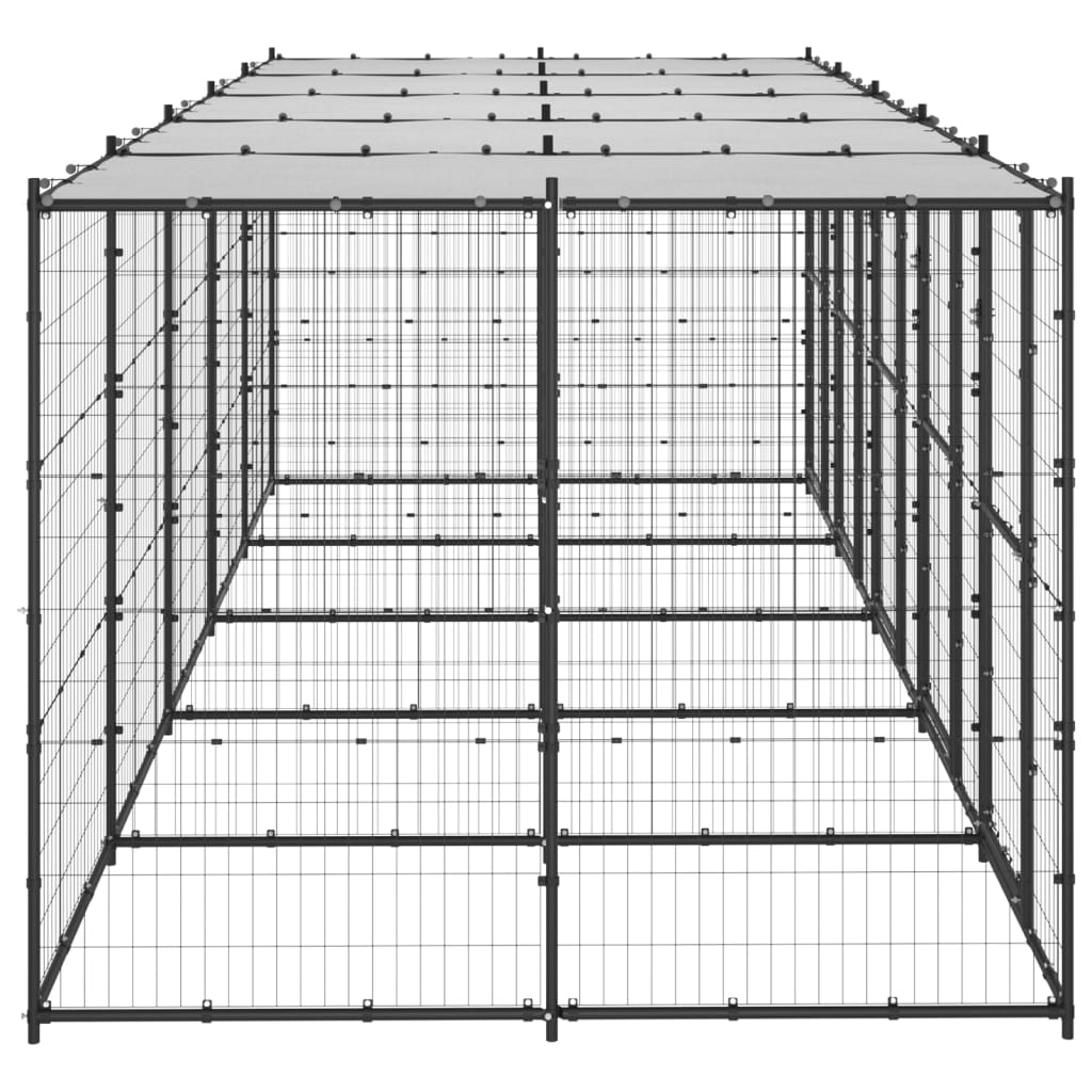 Vanjski kavez za pse s krovom čelični 12,1 m²