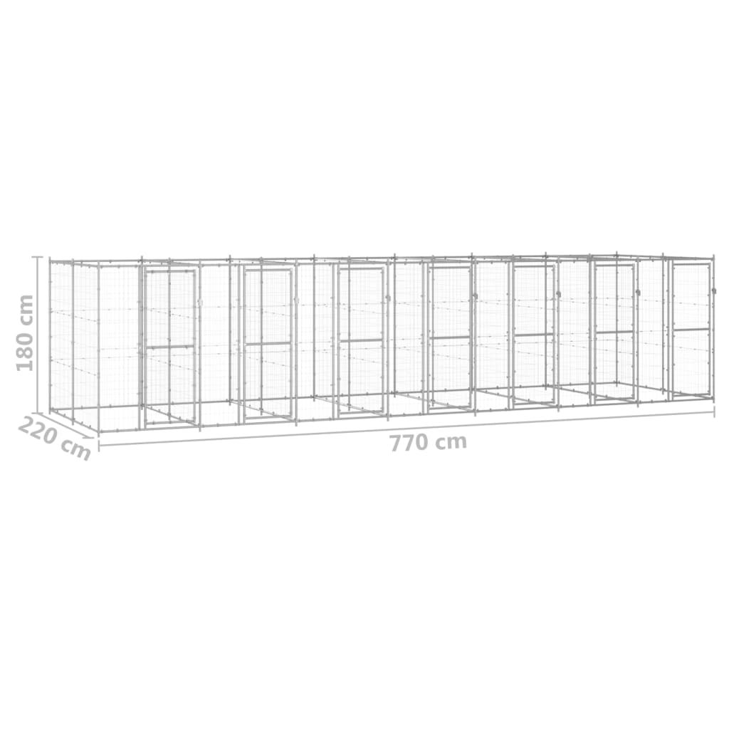 Vanjski kavez za pse od pocinčanog čelika 16,94 m²