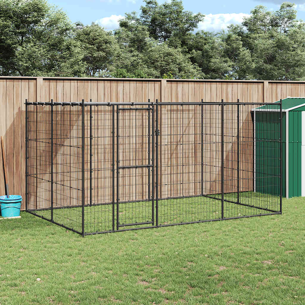 Vanjski kavez za pse s krovom čelični 7,26 m²