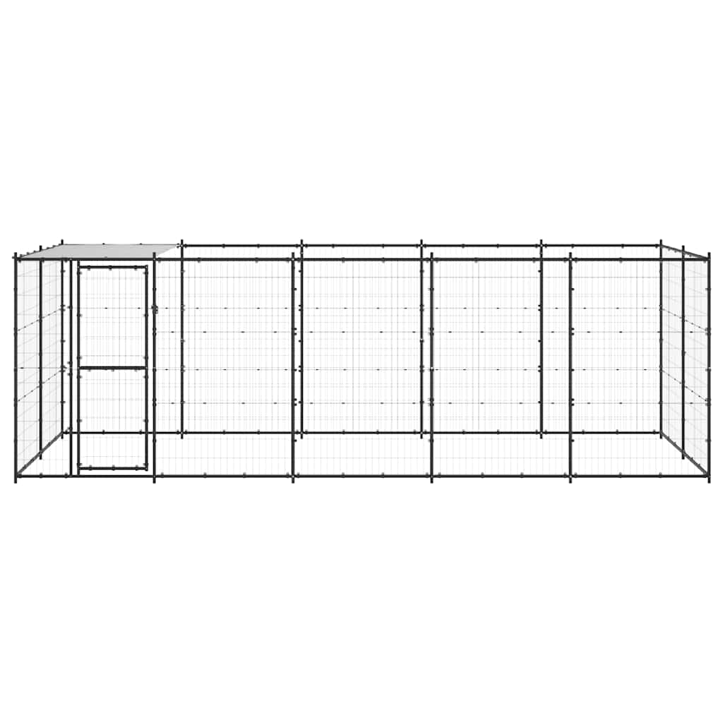 Vanjski kavez za pse s krovom čelični 12,1 m²