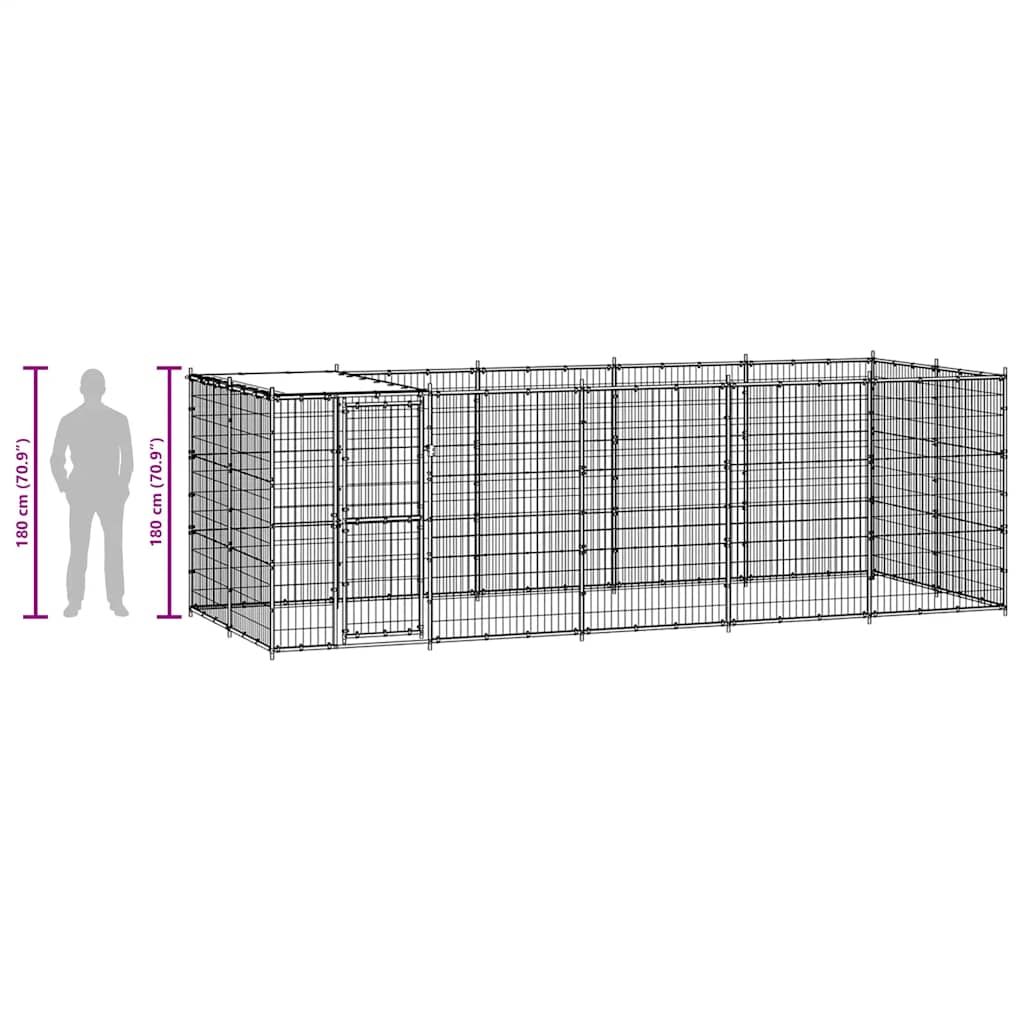 Vanjski kavez za pse s krovom čelični 12,1 m²